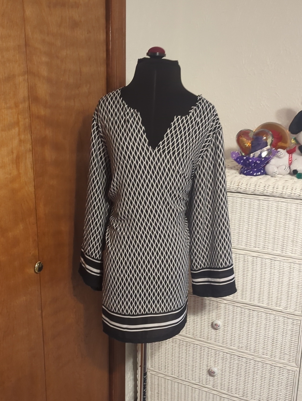 Violet & Claire Black and White Geo Print Tunic